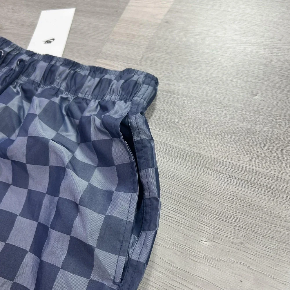 Nike Swim Trunks Shorts Mens Medium Blue Check Quick Dry FN3098-410 NEW
